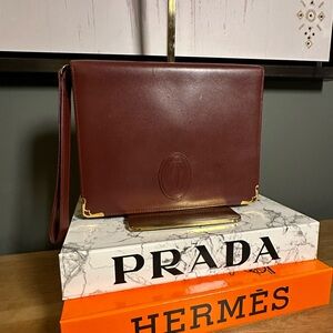 Cartier Burgundy Leather Clutch